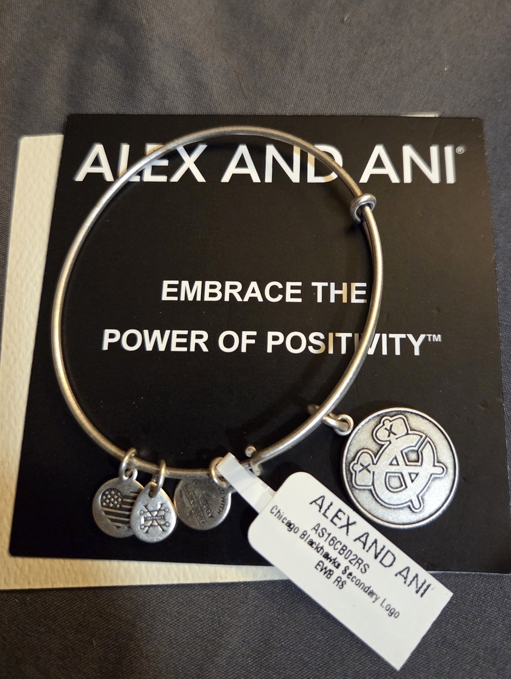 Alex and Ani Silver Bracelet With Chicago Blackhawks Charm